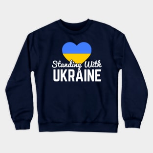 Standing With Ukraine, Ukrainian Flag Heart Crewneck Sweatshirt